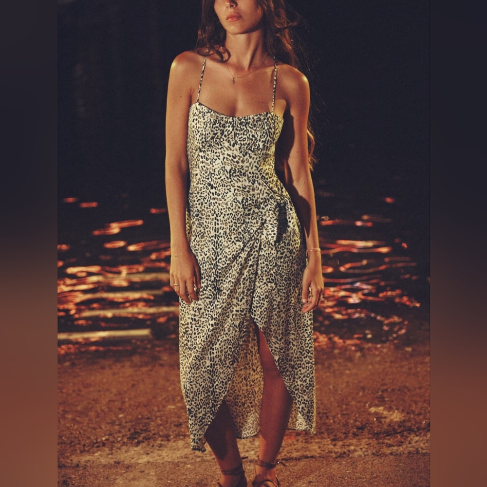 ZARA PRINTED LINEN BLEND CORSET STYLE DRESS